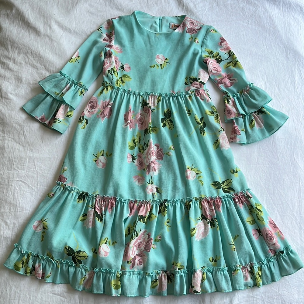 Girls MIDI mint floral dress